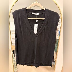 Black Sleeveless V-Neck Top